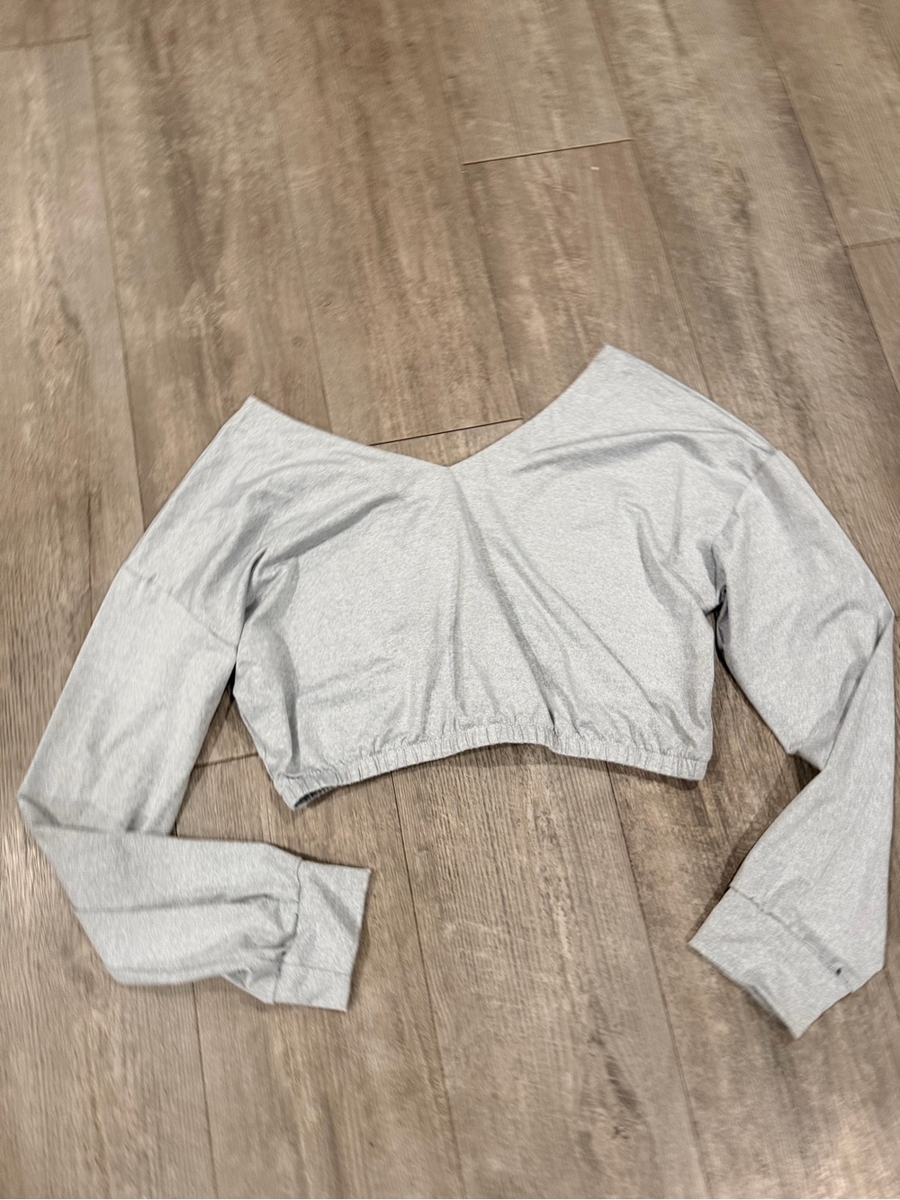 Grey Off-Shoulder Cropped Sweatshirt - Picture 5 of 9